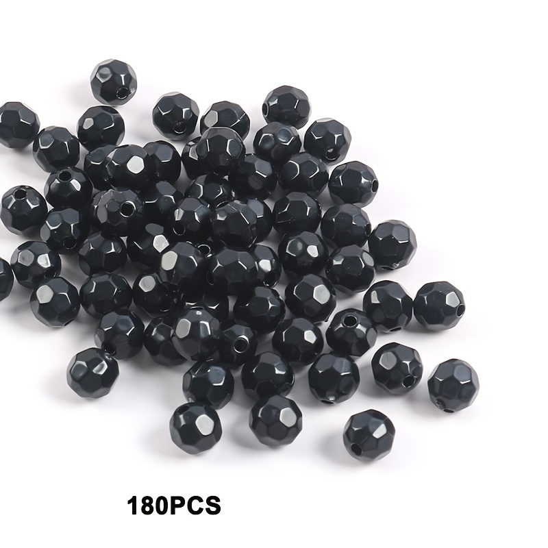 TEMU 180 pièces de perles libres multifacettes, 8 mm, à facettes - Perles d'espacement cubiques à facettes et rondes, adaptées à la fabrication de