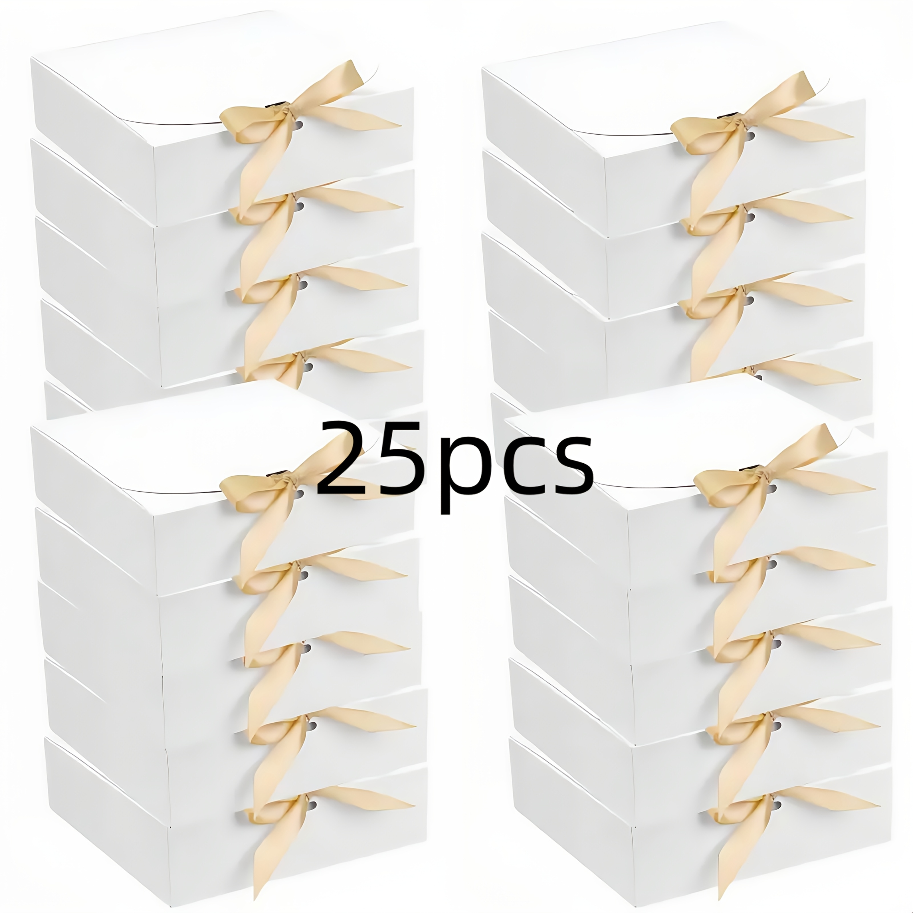 E-shop Geschenk für Sie/Ihn 25 Stück Faltbare Geschenkbox mit vorgebundener Schleife - 6.5X6.5X2 Zoll Einfarbige Geschenkverpackungsbox