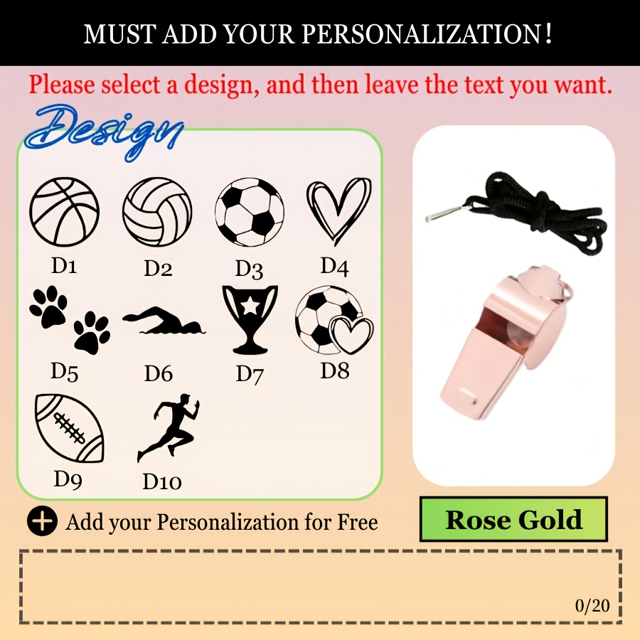 TEMU Custom Stainless Steel Whistle, Personalized Name Whistle, With Lanyard, Whistle Keychain, Durable , Suitable For