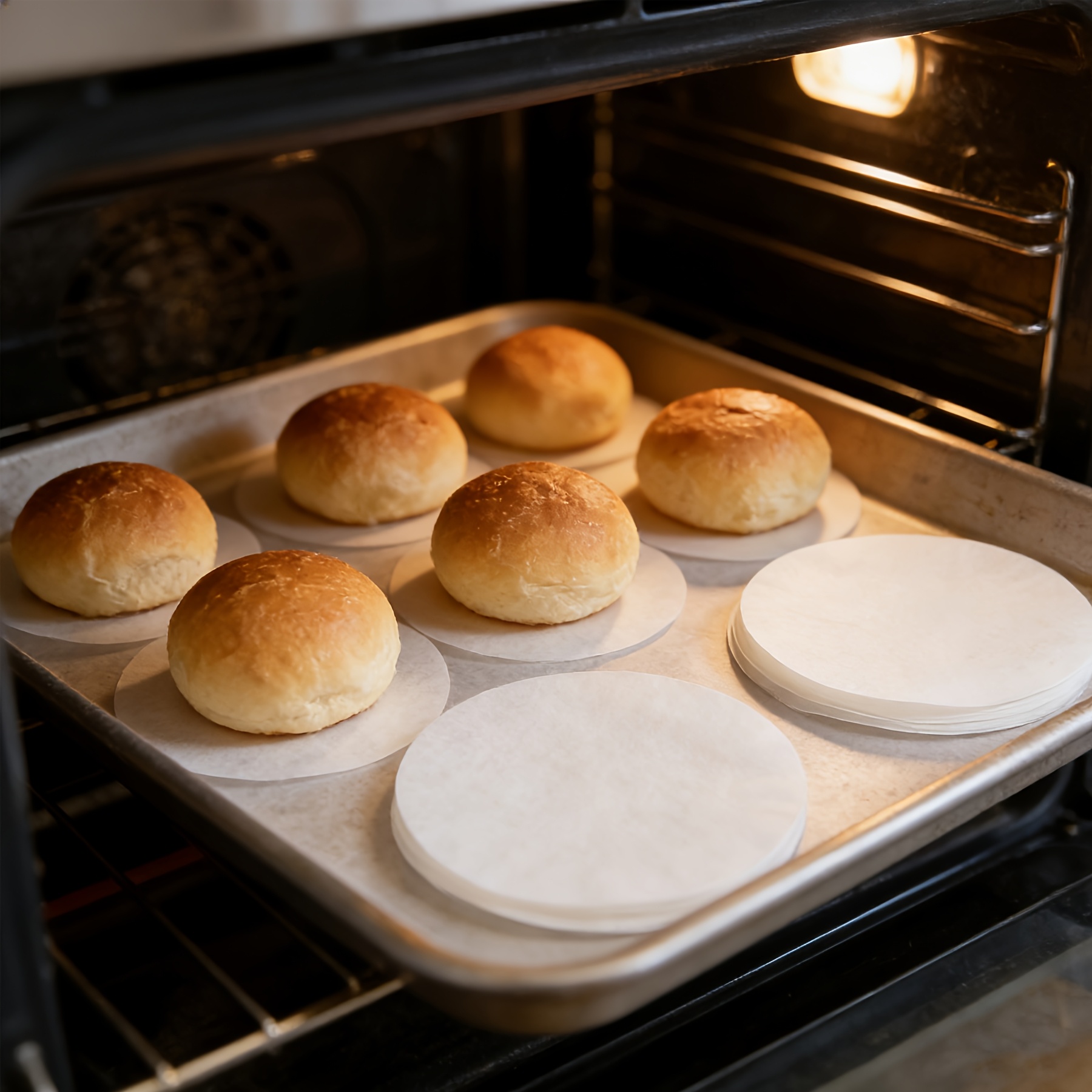 95pcs Oil-Proof Non-Stick White Round Baking Paper, Disposable