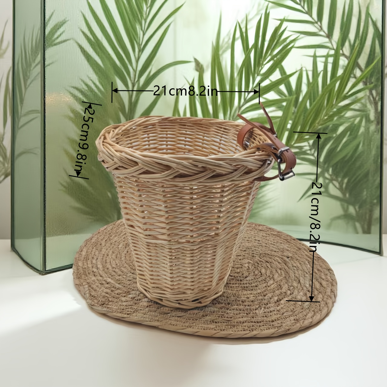 Bicycle Front Basket, Easy to Install with Adjustable Straps, Compatible with Cabinets, Boxes, Outdoor Storage Racks, Flower Baskets, Woven Pattern, Securely Fastened, Storage Solution, Commuting Essential, Storage Basket, Bohemian Nordic Style