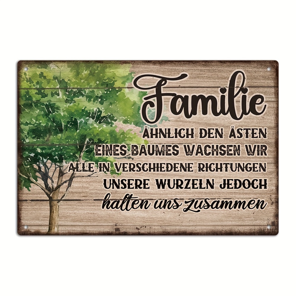 Image of Putuo Decor 1pc German Vintage Metal Tin Sign, Familie Ähnlich Den Ästen Baumes Wir Alle In Verschiedene Richtungen Unsere Wurzeln Jedoch Halten Uns Zusammen, Wall Art Decor For Home Room, Gift
