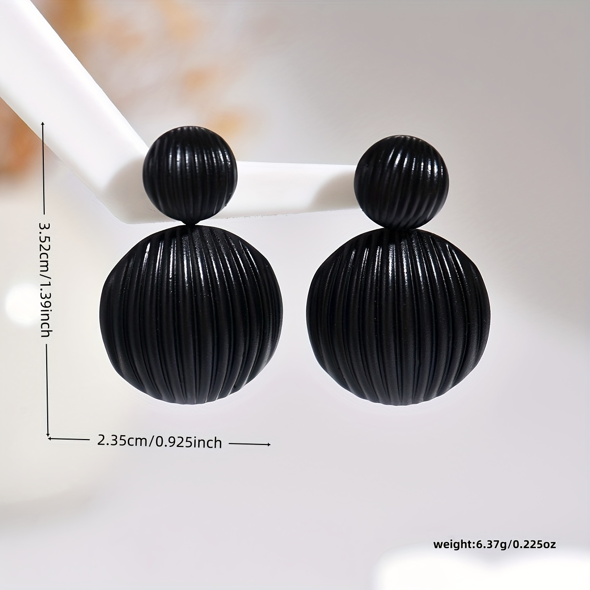 Stylish Matte Black Geometric Lantern Drop Earrings