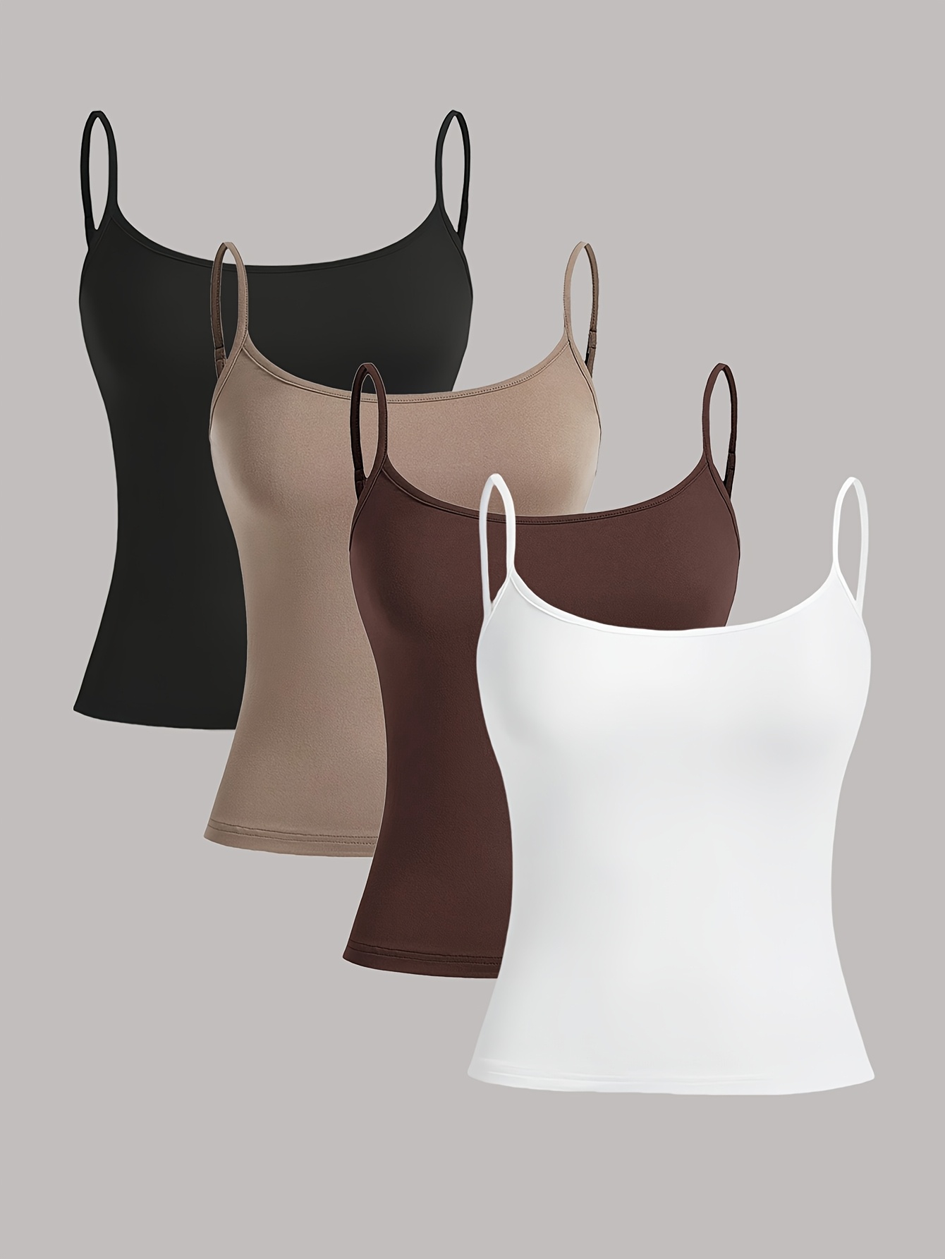 summer womens simple solid color basic versatile adjustable fashion spaghetti strap tank top