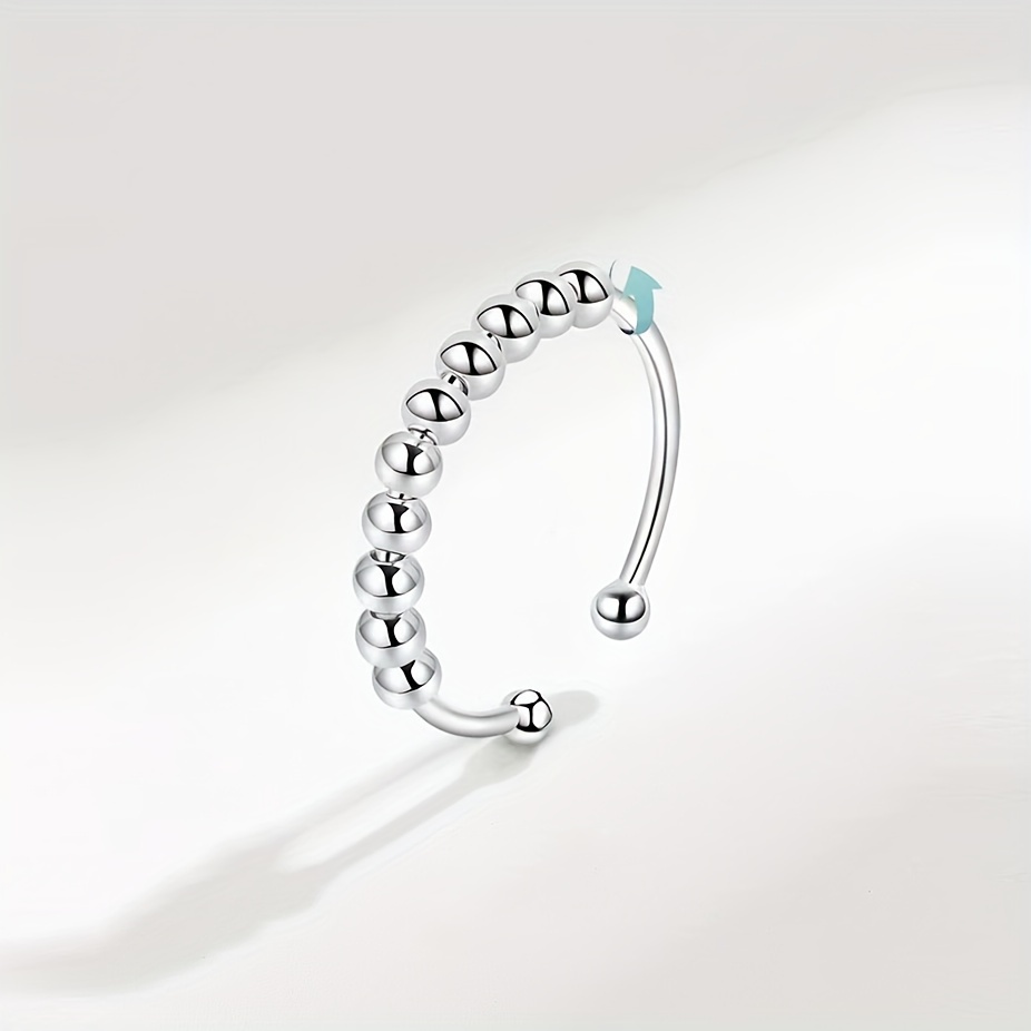 S925 Sterling Silver Adjustable Open Ring for Stress Relief