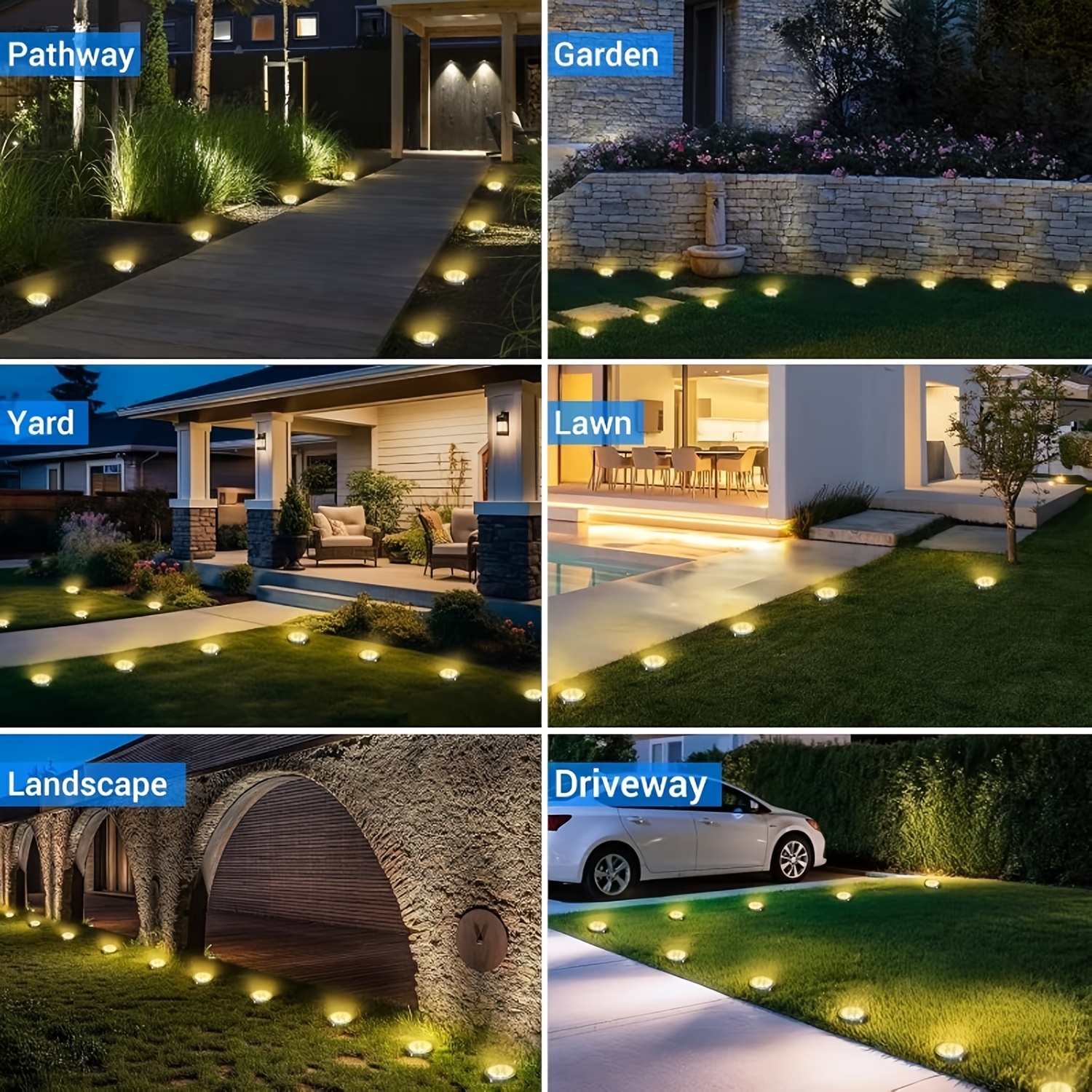 56LED 40LED Lumini Solare de Sol, Set de 7/5 Lumini Solare pentru Statui, IP44 Lumini Decorative de Exterior, Iluminare LED Plată Modernizată pentru Peisaj, Potrivite pentru Alei Exterioare, Grădini, Curți și Alee