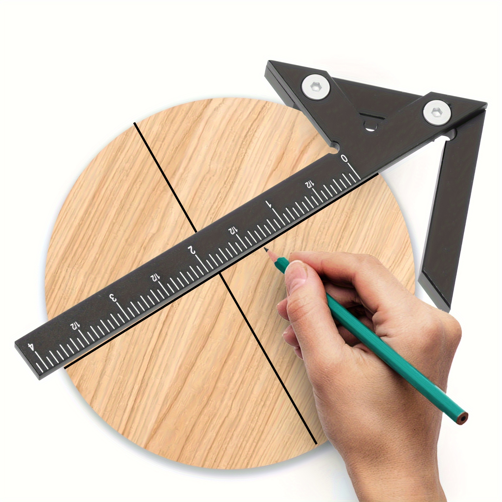 

1pc Triangle Ruler Scriber Gauge Center Scribe Measuring Tool Aluminum Alloy Center Finder Woodworking Line Caliber Gauge 45/90degree Right Angle Line Gauge Carpenter Ruler