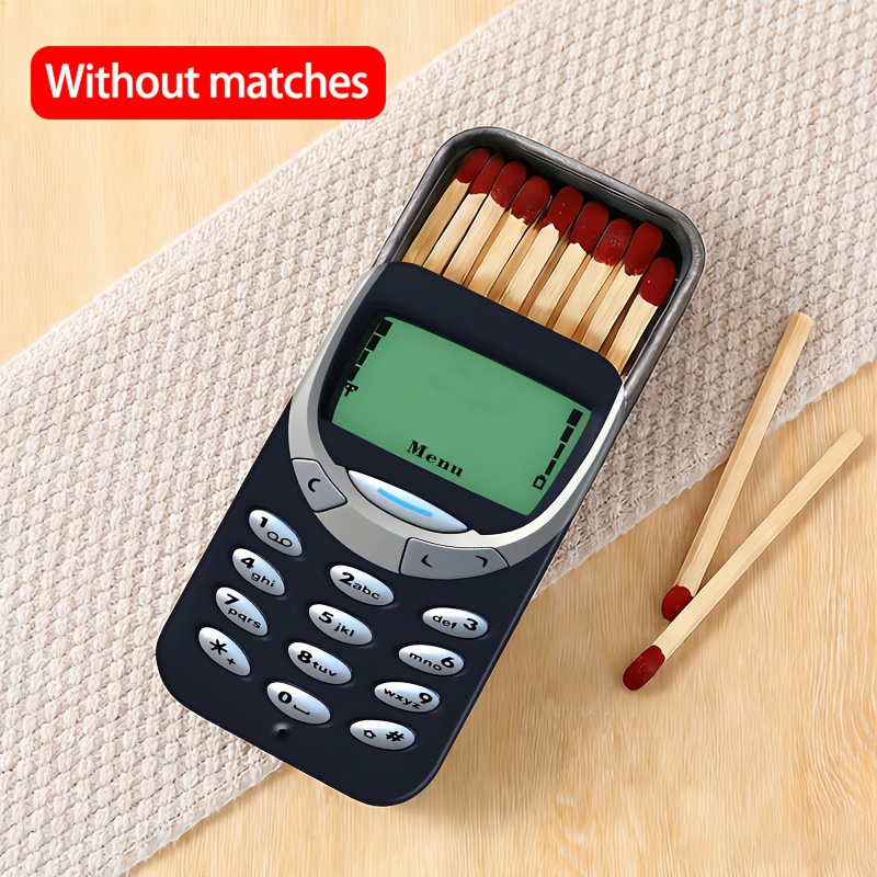 TEMU 1pc A Vintage- Phone Matchbox, , Featuring A Portable Design With A Sturdy Metal Sliding Cover. This Durable Box Is Resistant To Pressure And