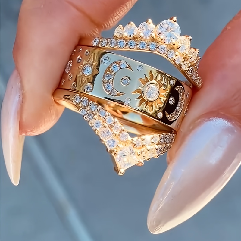 conjunto anillos vintage elegante chapado en oro 14 Temu El Salvador