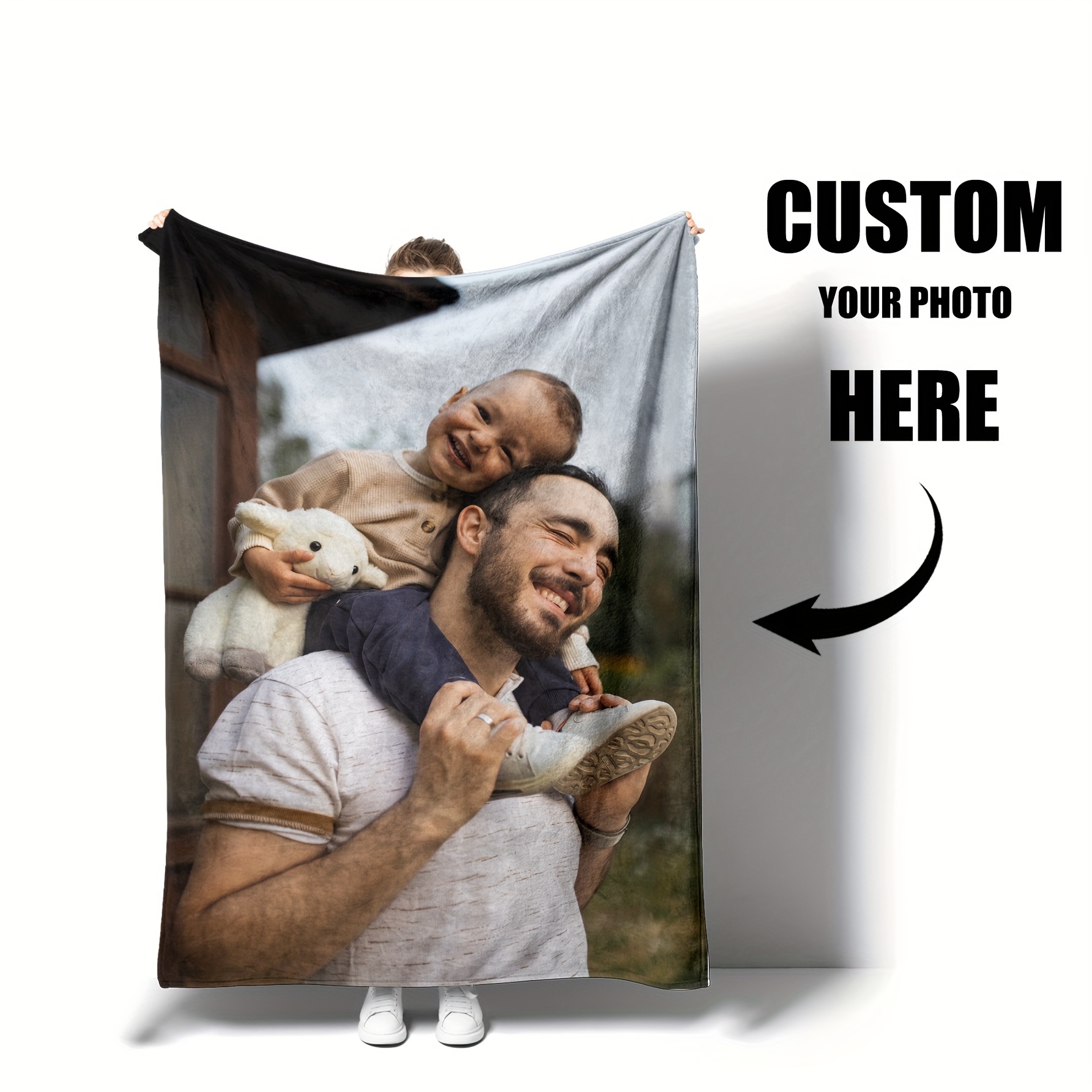 

Custom Photo Personalized Flannel Throw Blanket – Contemporary Style, Customizable With Any Picture, , Soft Polyester Knitting, Ideal For All And A Unique Gift For Family, Pets & Couples