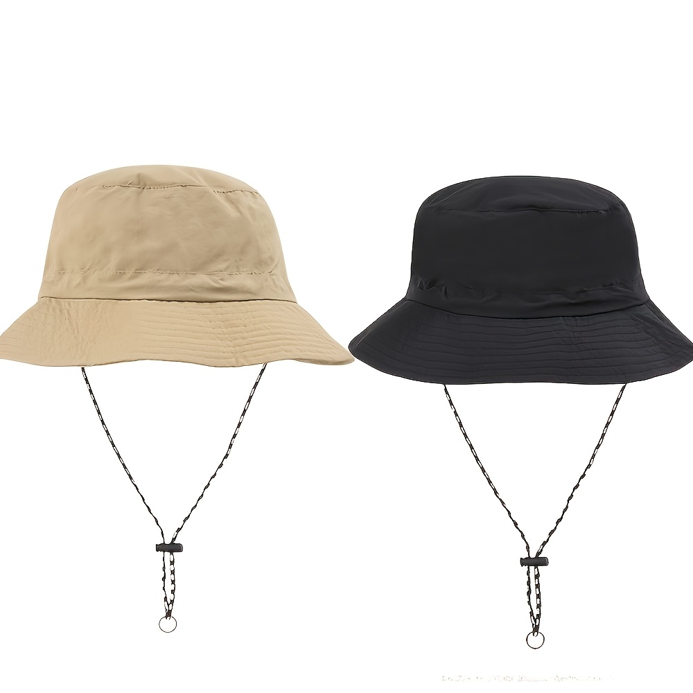 TEMU Lot de 2 chapeaux de pêcheur pliables , chapeau de pêcheur d'extérieur multifonctionnel de haute qualité, avec fermeture à cordon de serrage -