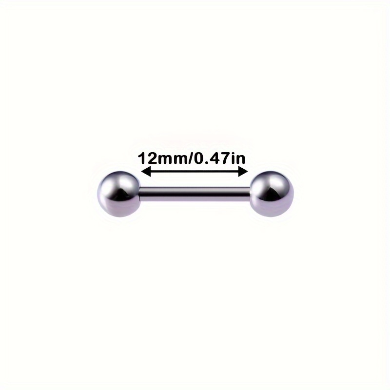 TEMU 1pc G23 Titanium Industrial Barbell Cartilage Earrings Tongue Ring Bar Tragus Helix Body Piercing Jewelry 12mm-38mm