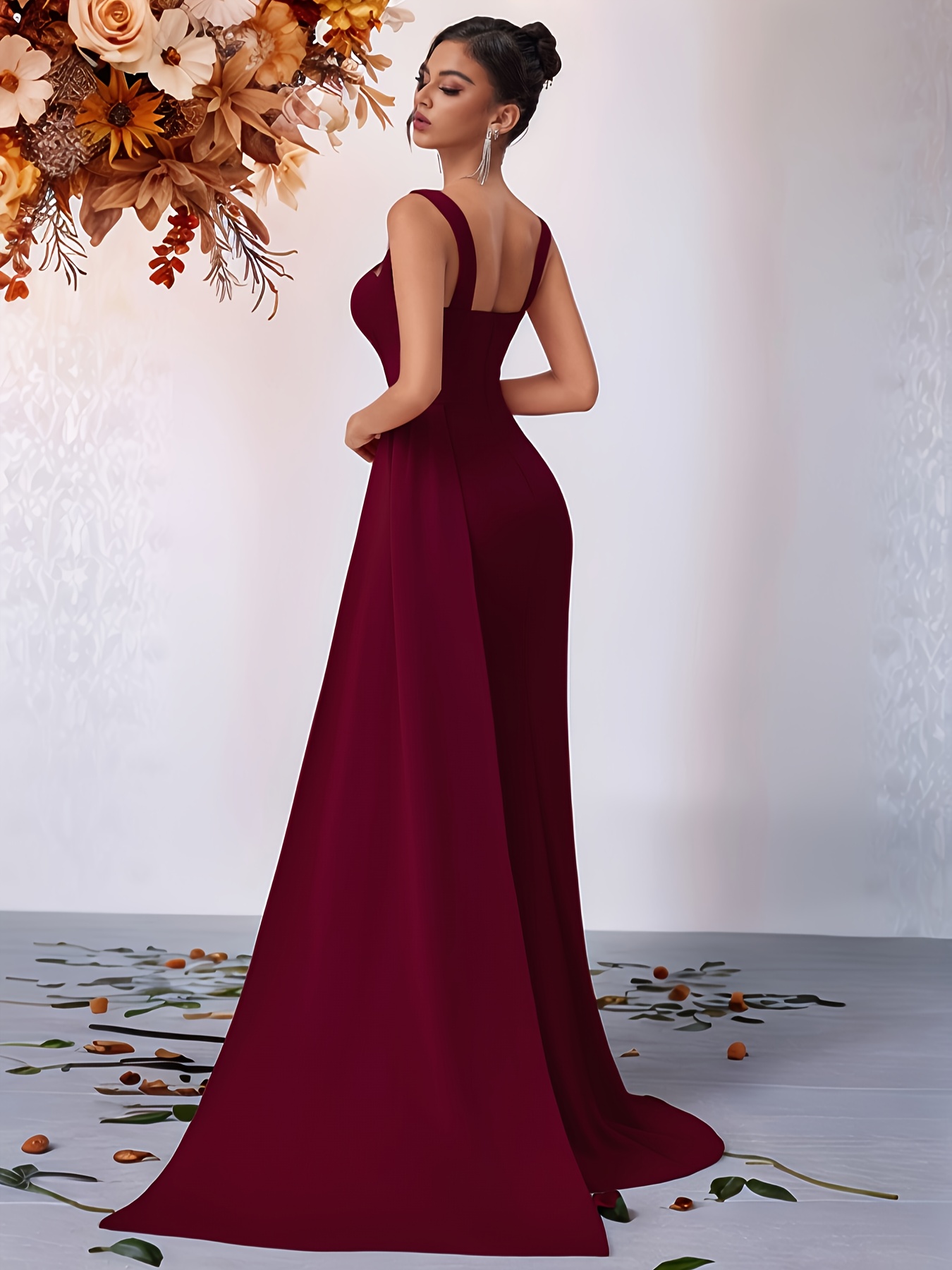 wedding dress burgundy sash Burgundy Wedding Dress Sheer Neck Ball Gown Lace Appliques Long Sleeve –  Lisposa
