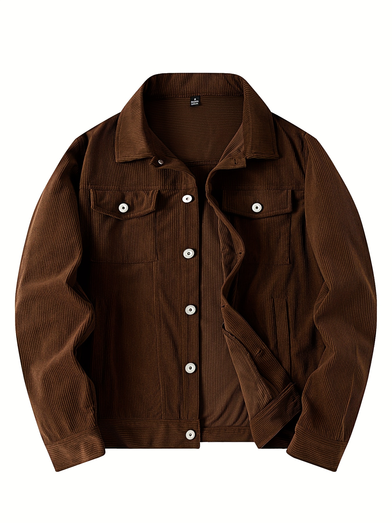 ανδρικό βιντάζ κοτλέ μπουφάν - καθημερινό πουκάμισο με μακριά μανίκια και τσέπες, ρετρό στυλ εξωτερικά ένδυμα για φθινόπωρο και χειμώνα, σχέδιο γιακάς με κουμπιά, άνετη εφαρμογή για στρώσεις ή ανεξάρτητες εμφανίσεις Στοιχεία είδους 1