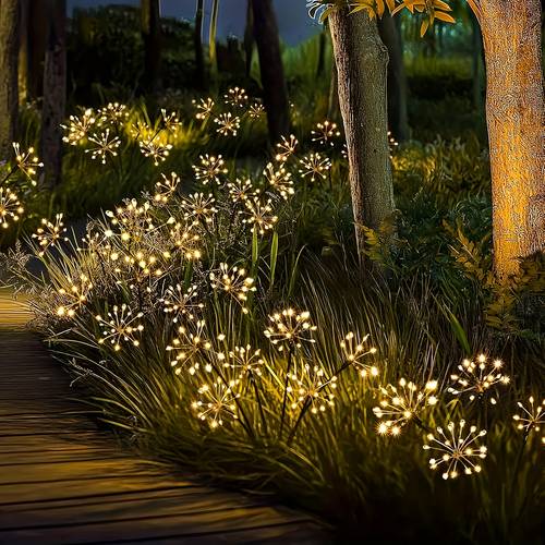 1pc 60led solar garden flashing copper wire smoke and flower lights sensing automatic on off suitable for outdoor courtyard garden decoration christmas halloween decoration