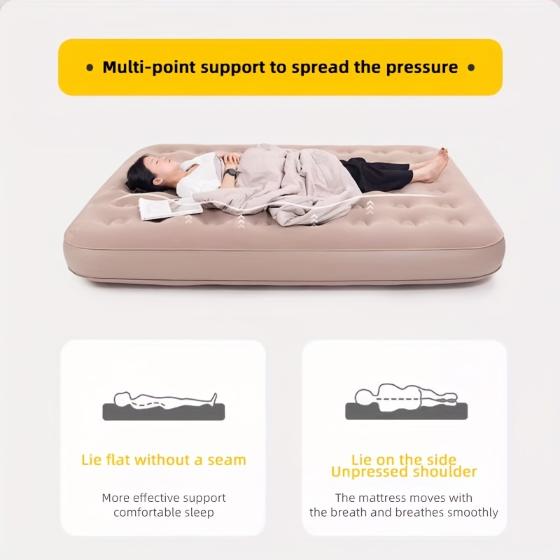 

Matelas gonflable de camping pour l'extérieur | Lit portable pliable épais avec pompe à pied gonflable