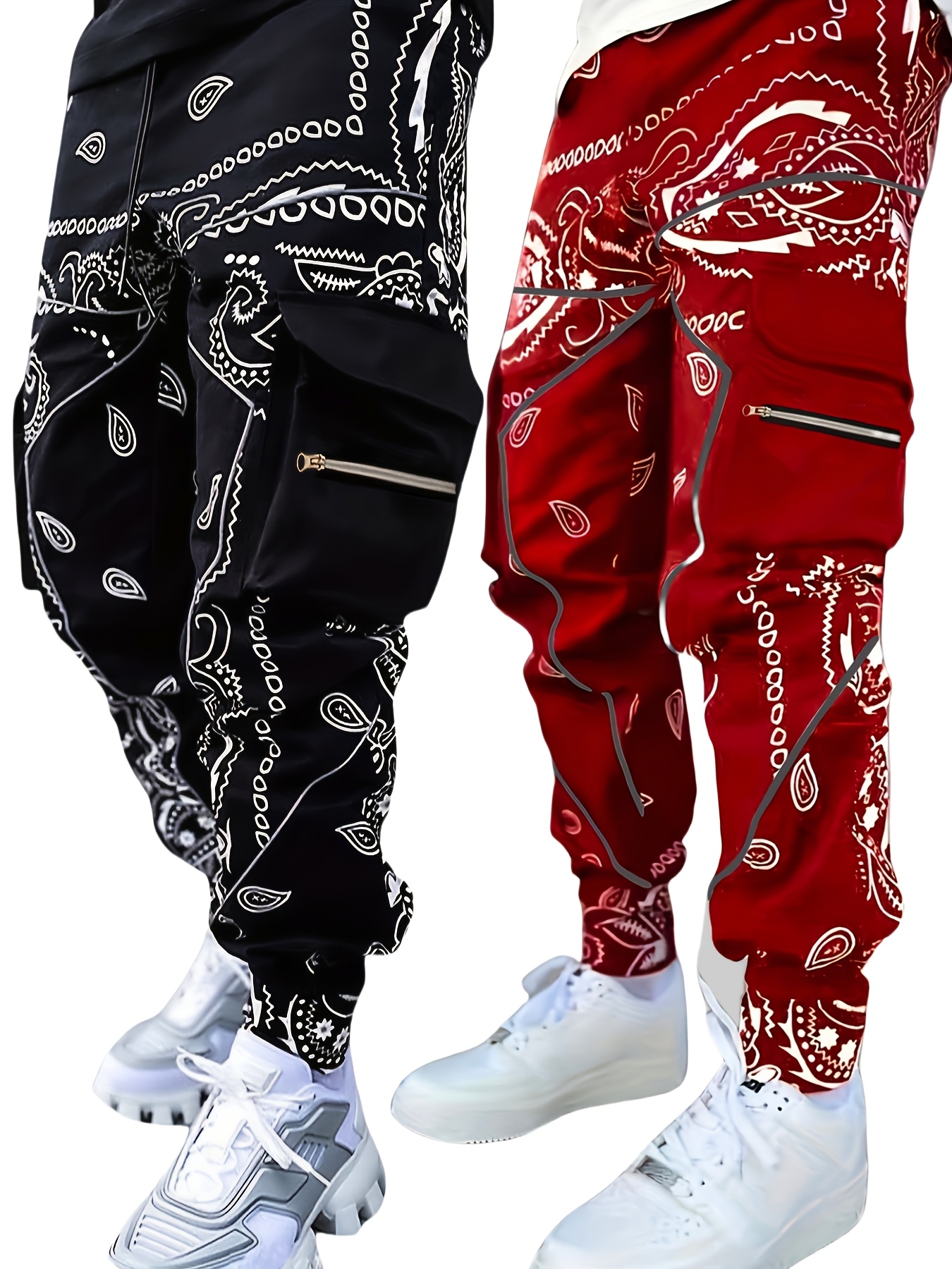 a set of two stylish and trendy loose fitting streetwear pants hip hop casual sports harem trousers for men that enhance  