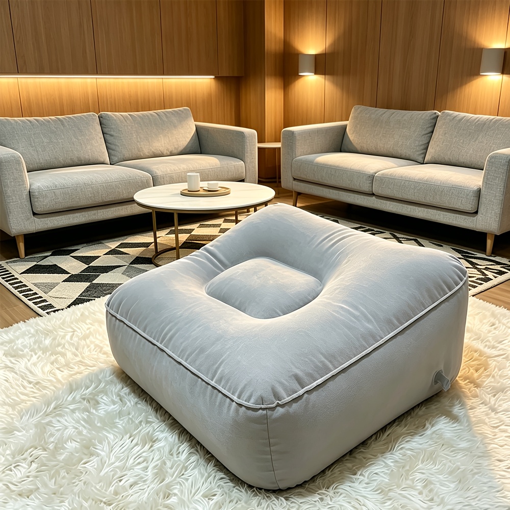 Reposapiés inflable para uso doméstico, almohada de soporte portátil para piernas, reposapiés de clase económica, apto para escritorios domésticos, exteriores y uso en coche — Gris