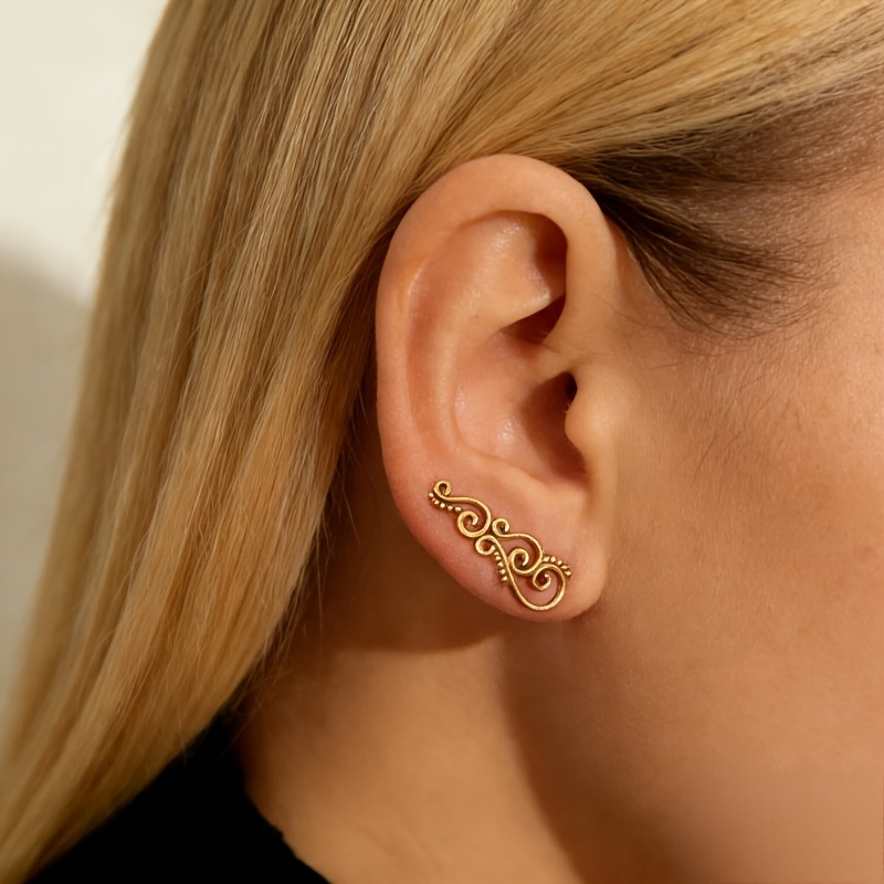 Retro Scroll Pattern Earrings, Unique Gift