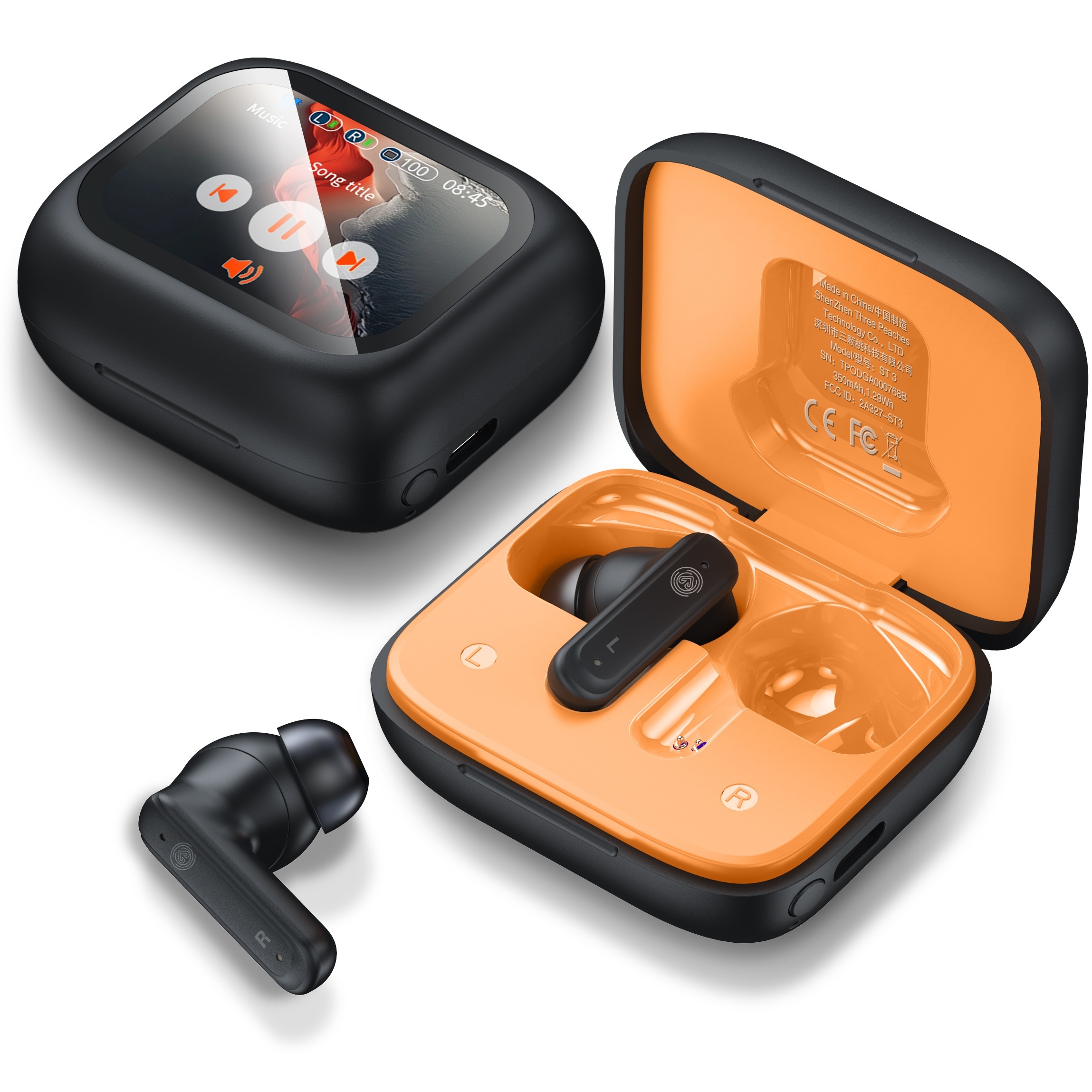 

Wireless Earbuds 5.3 Headphones With Screen , Call Enc Noise Active Noise Cancelling, In-ear Headphones Usb Charging Case Earbuds For Android, Black