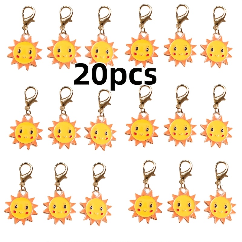 E-shop 20 Stück Goldener Sonnen-Schlüsselanhänger – Goldene Sonnen-Schlüsselanhänger Charms, Positive Glückliche Geschenke für Freunde,