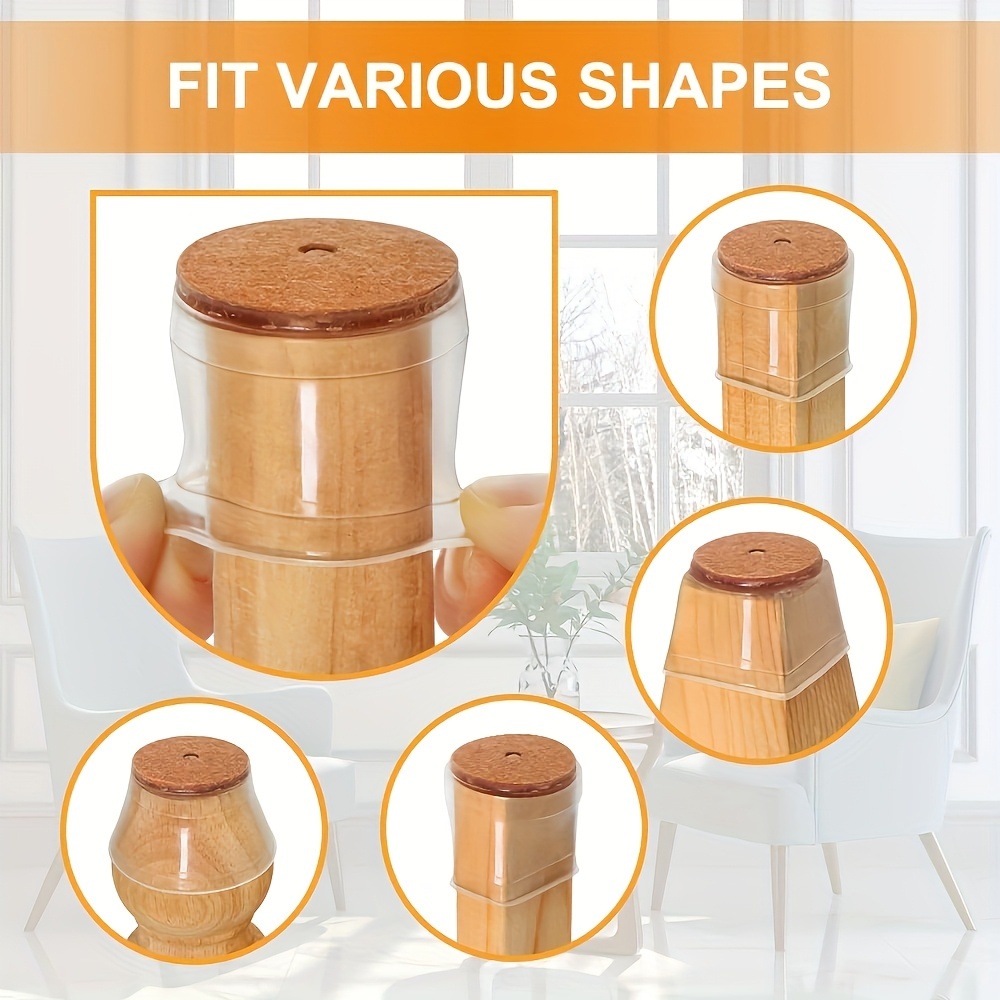 32 clear silicone chair   covers with yellow felt cushion chair leg floor protectors for hardwood floors tile floors non slip furniture pad no noise scratch resistant long lasting polished no power required large size for 1 34 1 97 inches Product details 3