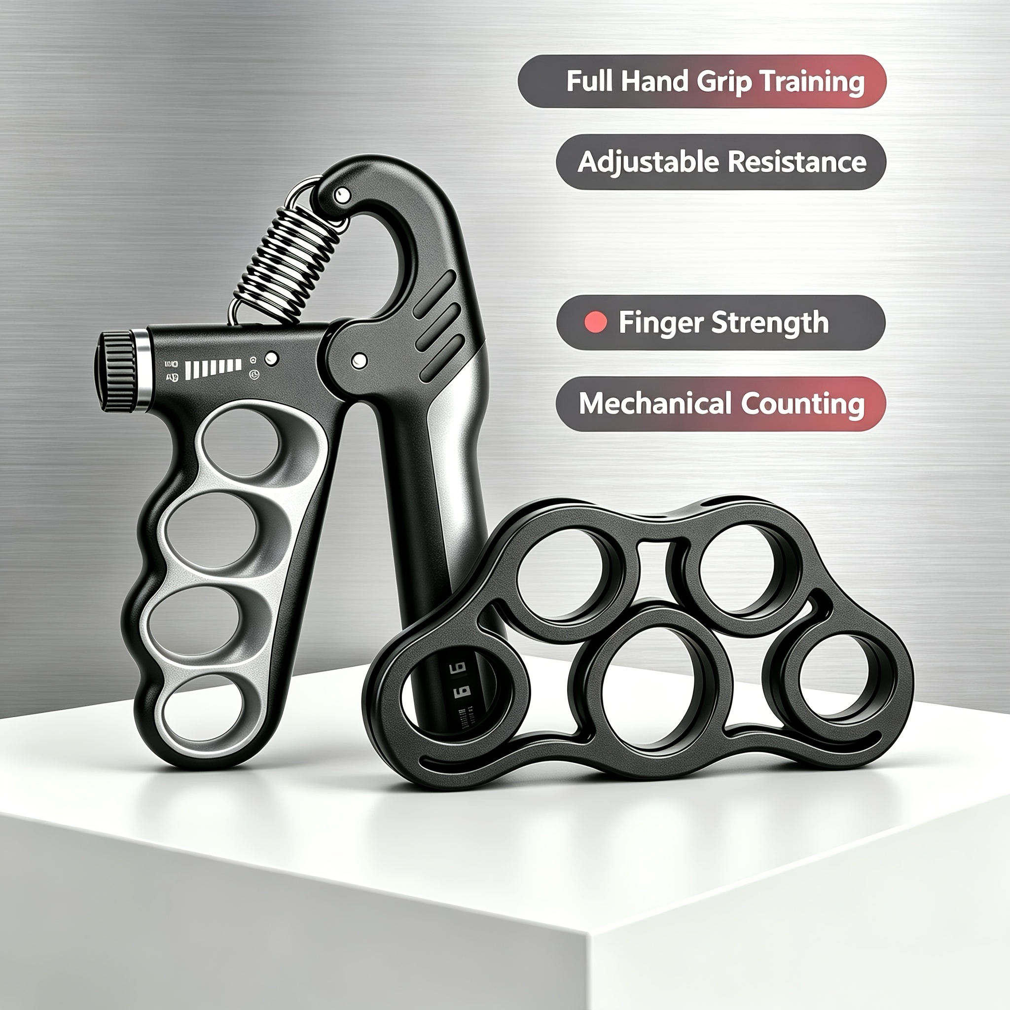 TEMU 2pcs Set Adjustable Mechanical Counter Hand Grip Strengthener (11.02-220.46 Lbs), Professional Finger And Wrist Strength Trainer For ,