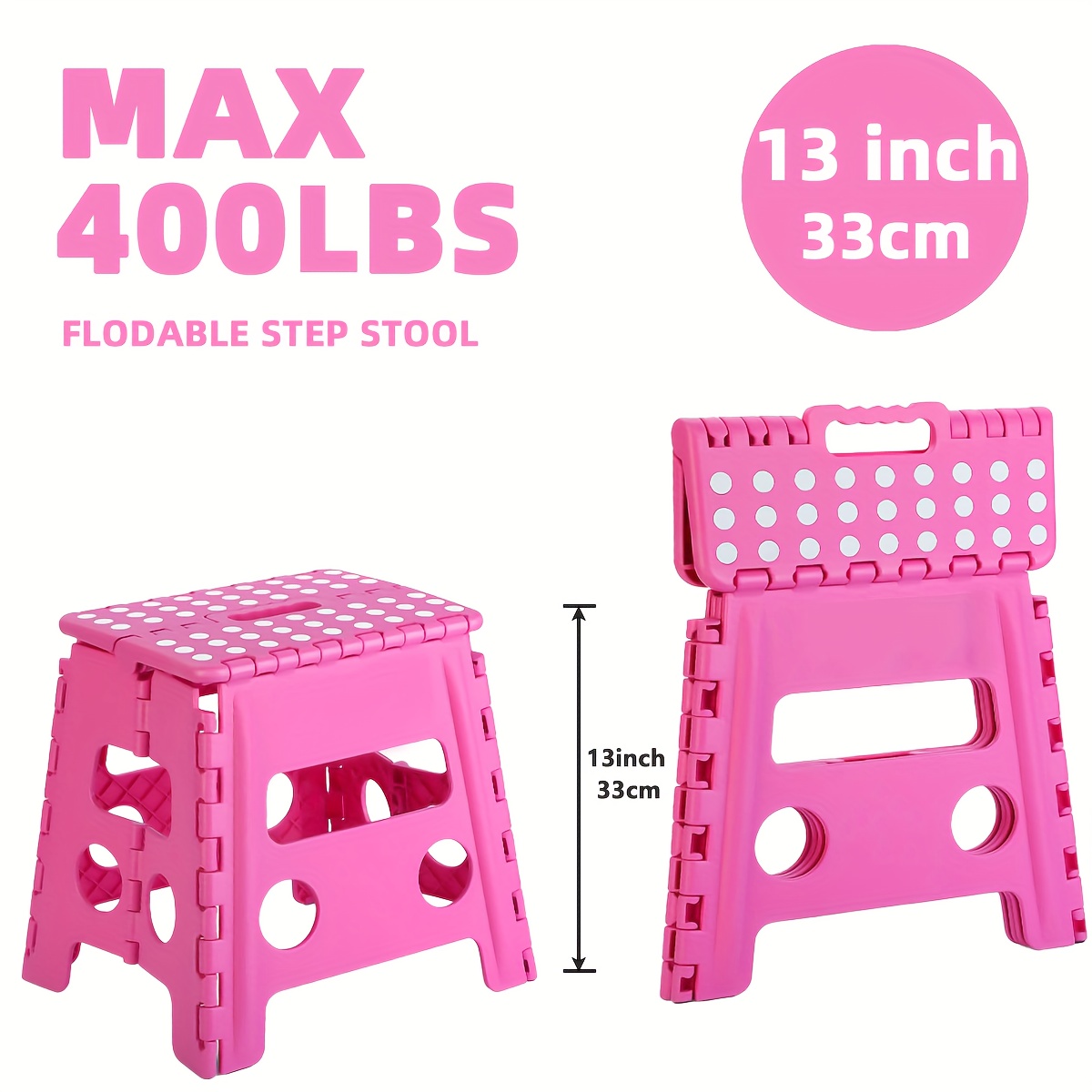 TEMU 1-pack Yoonispro Heavy Duty Folding Step Stool Suitable For Adults, Foldable Collapsible Plastic Stool With Non-slip Surface & Wide Base, Square