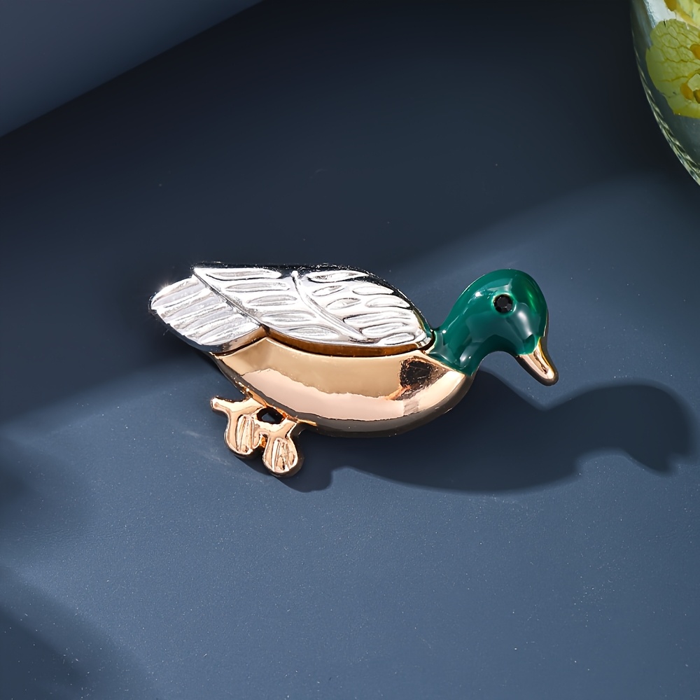 TEMU Mallard Duck Enamel Brooch, 2 Tone Animal Lapel Pin, Vintage Minimalist Wildlife Accessory, Perfect Gift For Duck &