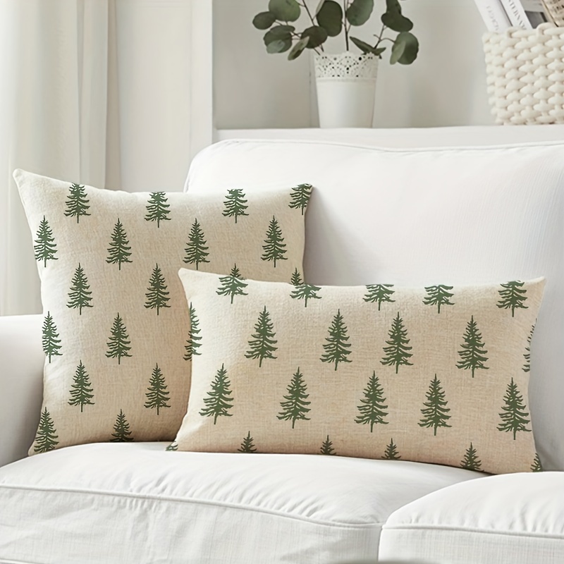 

1pc Christmas Tree , 18x18inch Or 12x20inch, , Zippered, Pattern, Washable, , Cushion For Sofa And