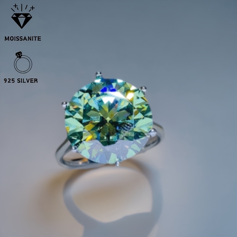 

Elegant 3 Carat Green Moissanite Ring, 925 Sterling Silvery, 6 , 18k Golden Plated, Single Ring For Engagement, Anniversary, Birthday Gift