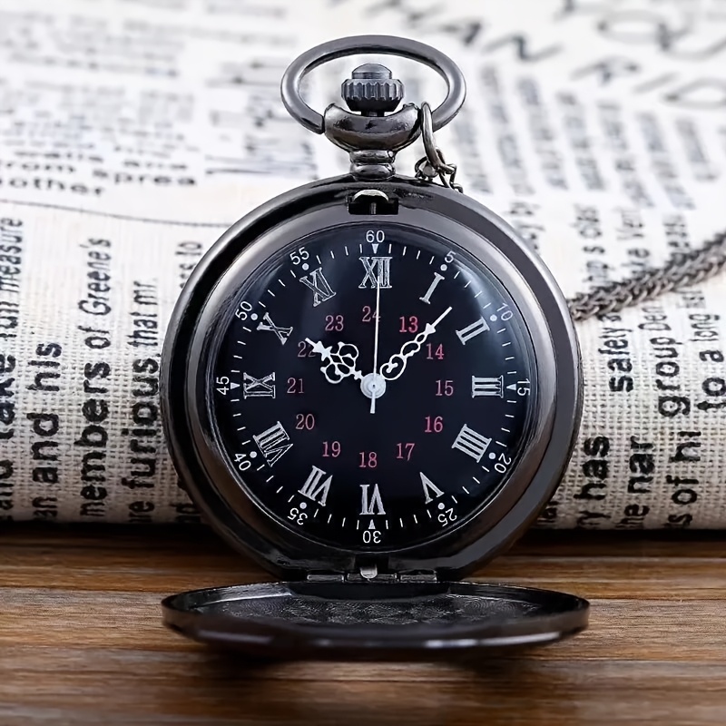 item picture 1pc     watch with classic roman   mens womens necklace quartz large   elderly pendant watch gift