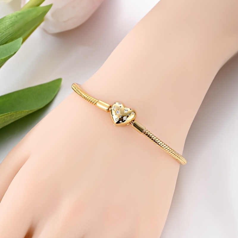 925 Love Heart Snake Bone Bracelet, Modern Elegant Design