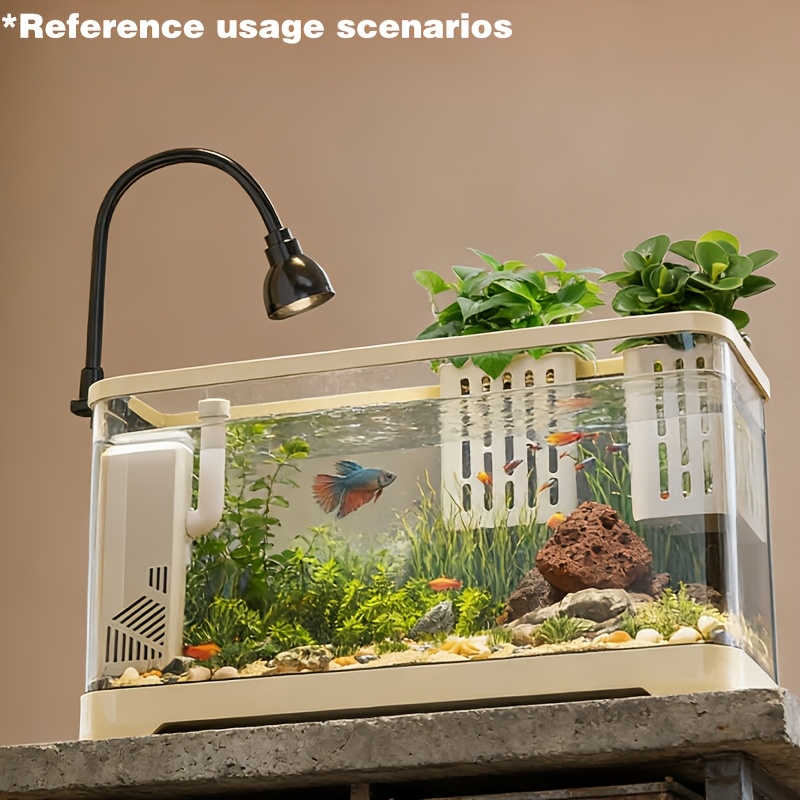 02pcs Set High-Transparency Ornamental Desktop Aquarium Landscape Kit, Ultra-Clear Panoramic High-Transparency Tank Body for Unobstructed Full-View Observation, Creamy White Simple Edging Suitable for All Home Decor Styles, Includes Aquarium Main - Image 8