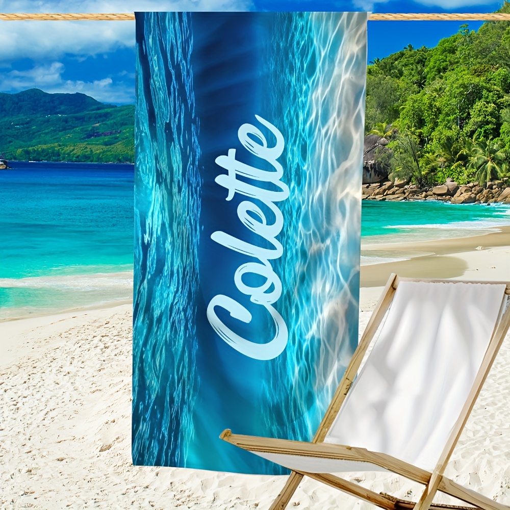 TEMU 1pc Of Custom Microfiber Beach Towel | Highly Absorbent And Fast-drying | Features A Unique Design With Personalized Name Option | Lightweight,