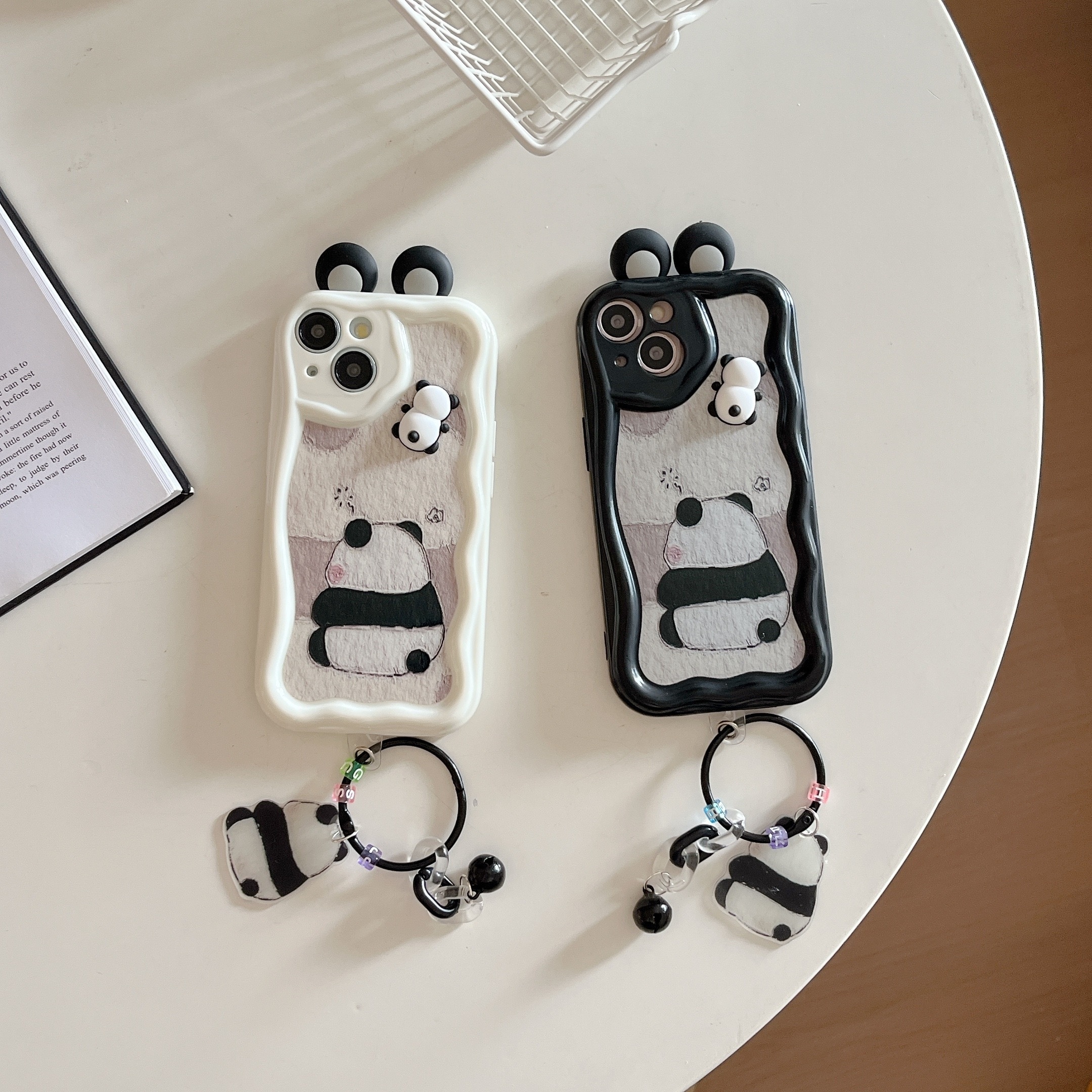 

3d Cartoon Panda Case With Lanyard, Tpu Protective Cover For 7-15 Pro Max, Cute Summer Trendy Shockproof Basic Case With Panda Charm Accessory