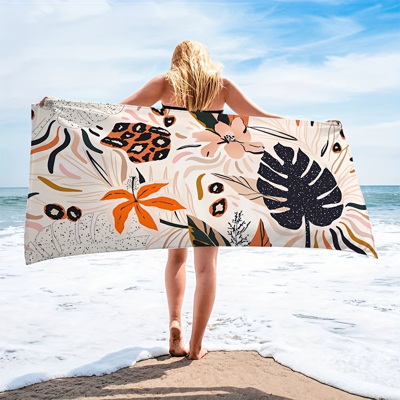 

1pc Leaf Pattern Beach Towel, Soft Absorbent Beach Towel, Lightweight Beach Blanket, Perfect For Beach, Pool, Camping & Travel, Beach Essentials