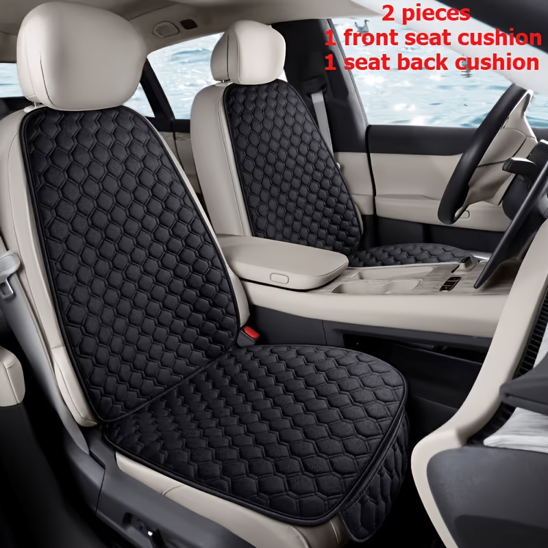 TEMU 2 piezas (1 cojín para asiento delantero y 1 cojín para el respaldo delantero) [Asiento delantero individual] Asiento de coche con de lino, lujo