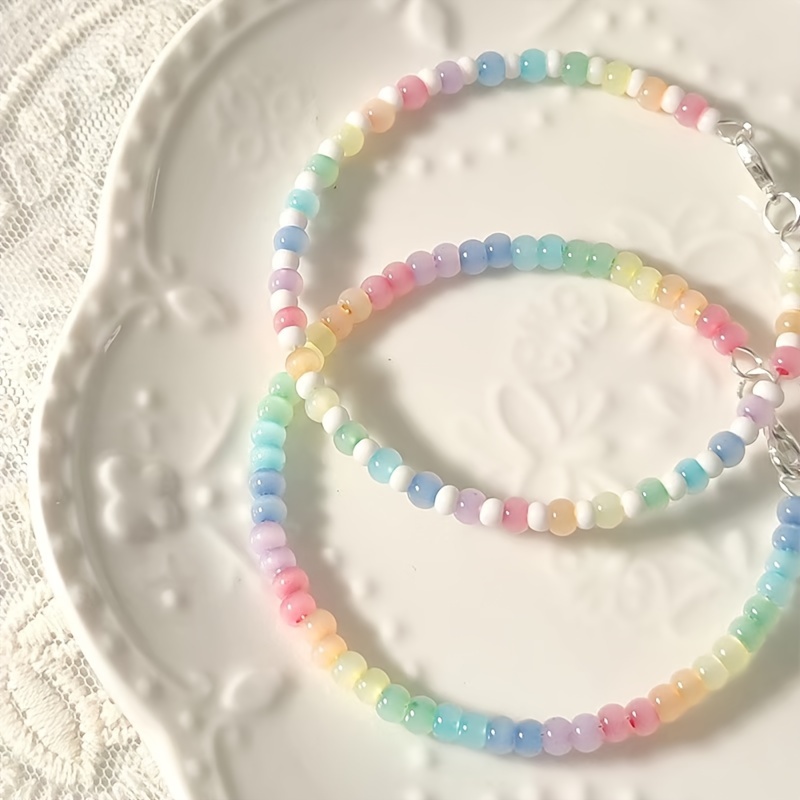 Rainbow Beaded Bracelet, Versatile Women's Accessory