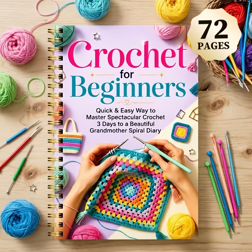 TEMU Apprenez les points de base et les projets de crochet simples, Journal de crochet de 72 pages, Journal esthétique conçu pour les , étudiants et