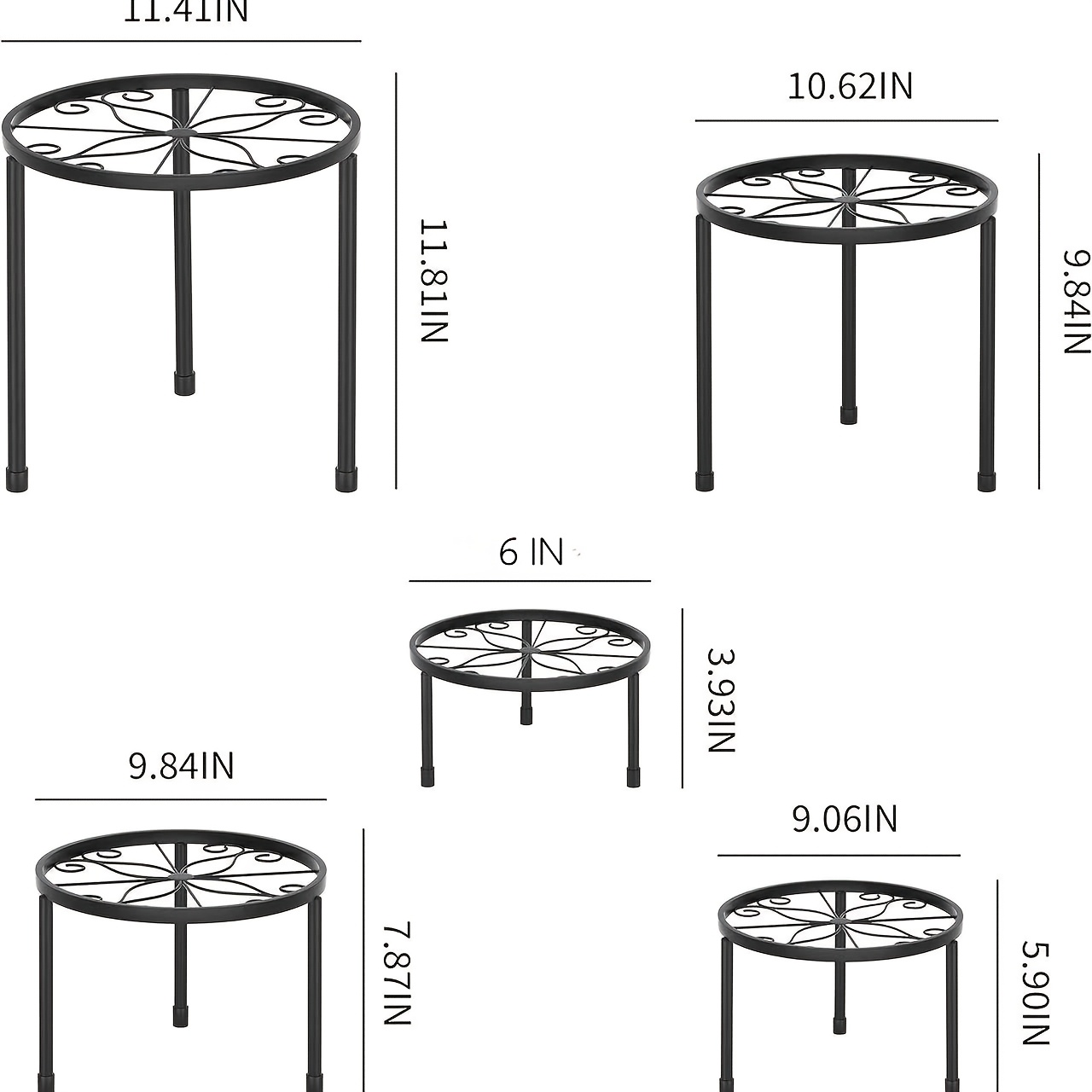 TEMU 5pcs Set Of Plant Stand And Flower Stand, Short Type Flower Stand, Suitable For Garden Courtyard, Heavy-duty Plant Stand, Used For Multiple