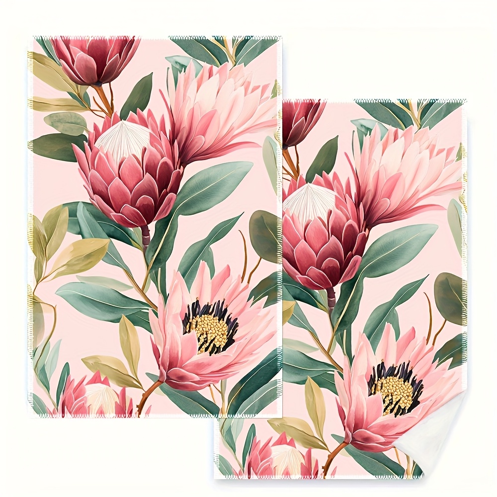 TEMU 2pcs & Eucalyptus Print Kitchen Towels, 16x24 Inches - , Machine Washable, Fade-resistant Polyester, Oval Shape, Cartoon-themed Design For