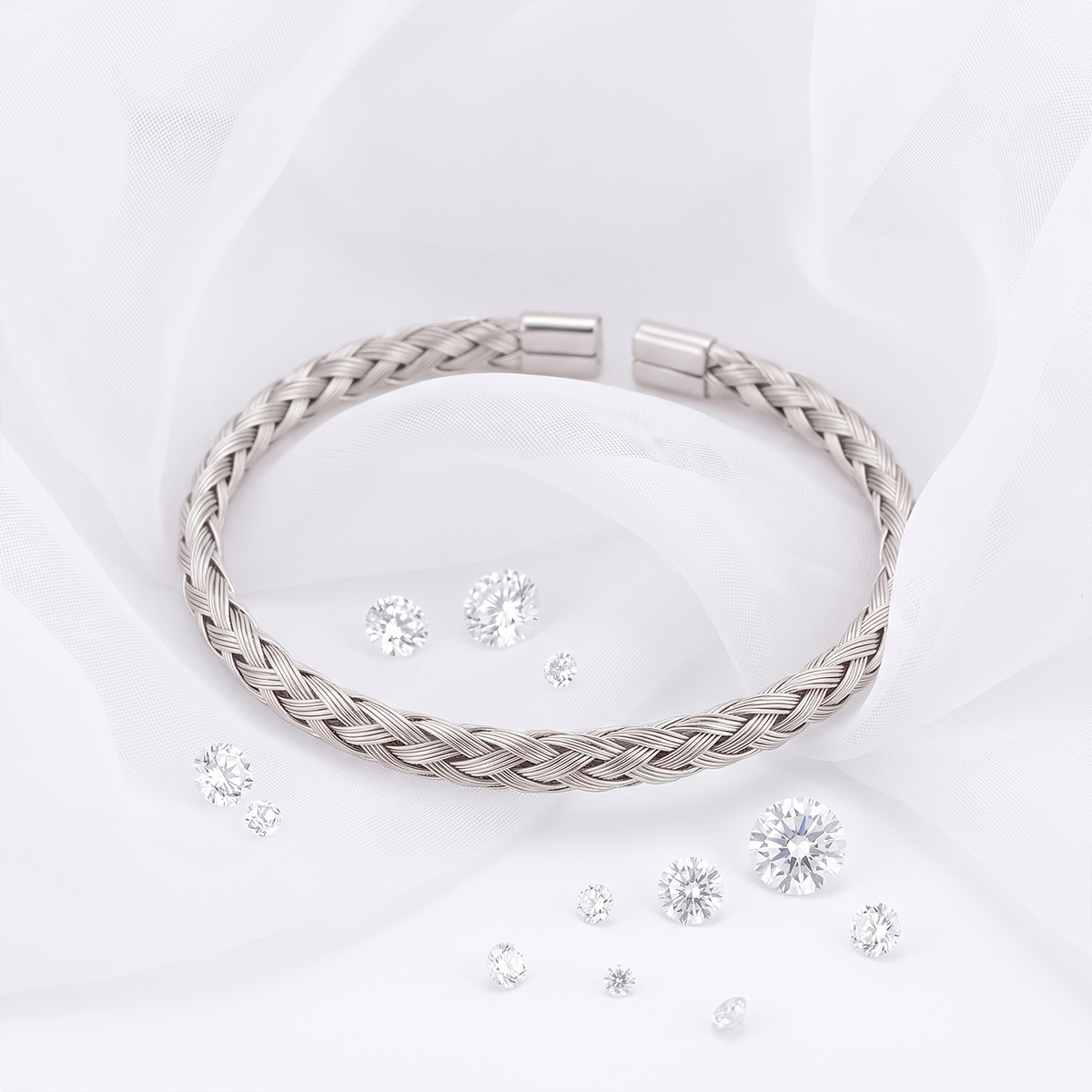3pc Premium Cooling Bangle Stackable Set, Glossy C-Shaped