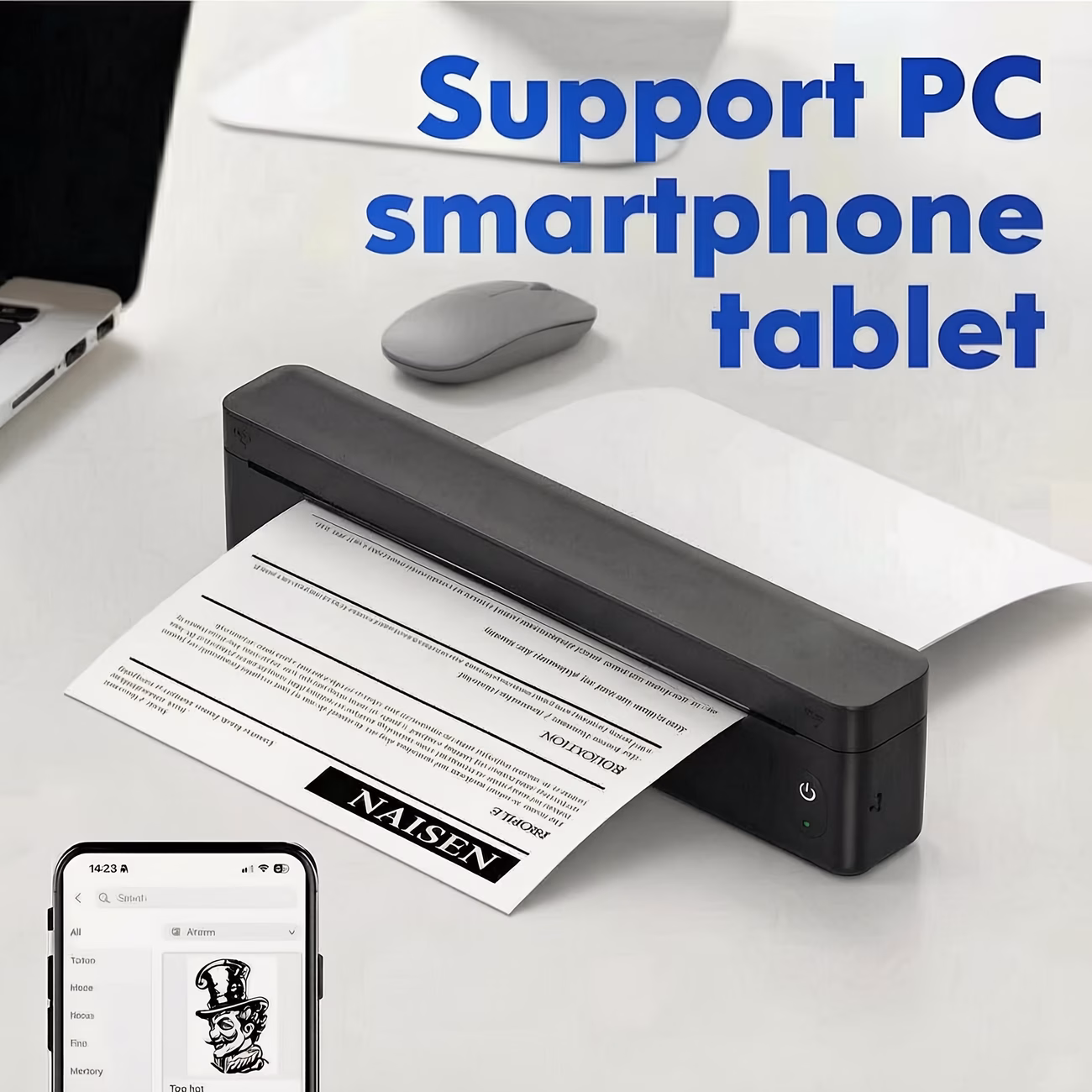 stampante termica portatile a10a 8 pollici - stampante senza senza per a4 e usa, compatibile con smartphone , stampa termica con cavo usb, per viaggio casa. 10 fogli di carta termica Dettagli dell'articolo 0