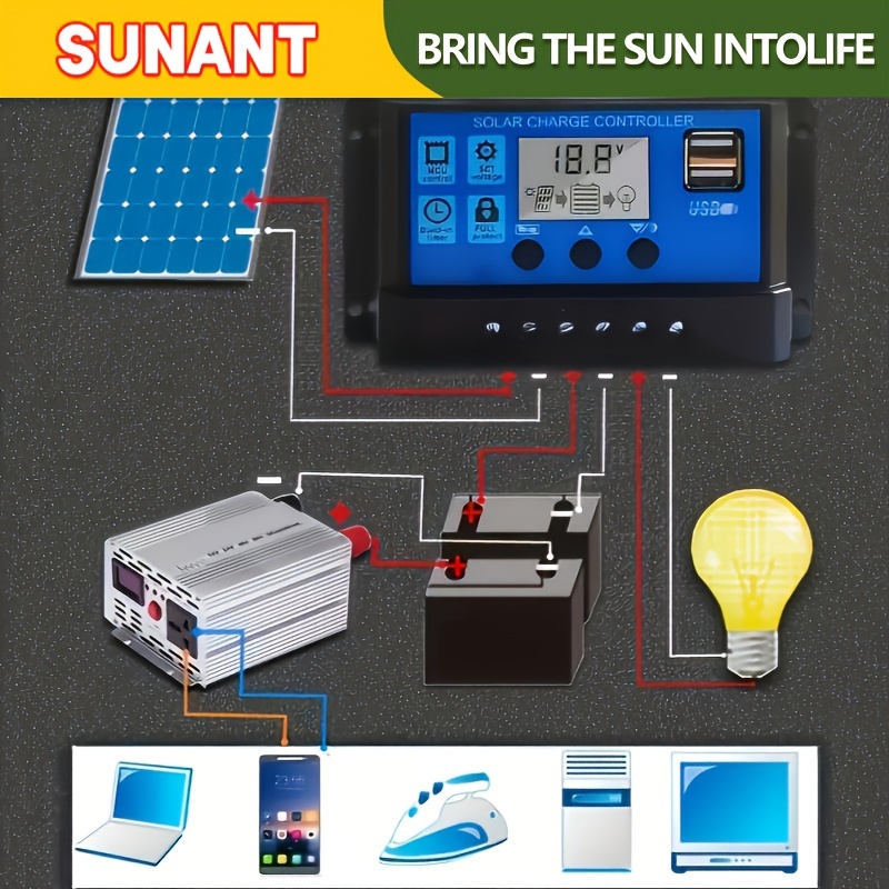 

Solar Charge Controller Solar Panel Controller 12v/24v Adjustable Lcd Display Solar Panel Battery Regulator With Usb Port 10a 30a 50a 70a 90a 100a Solar Panel Controller