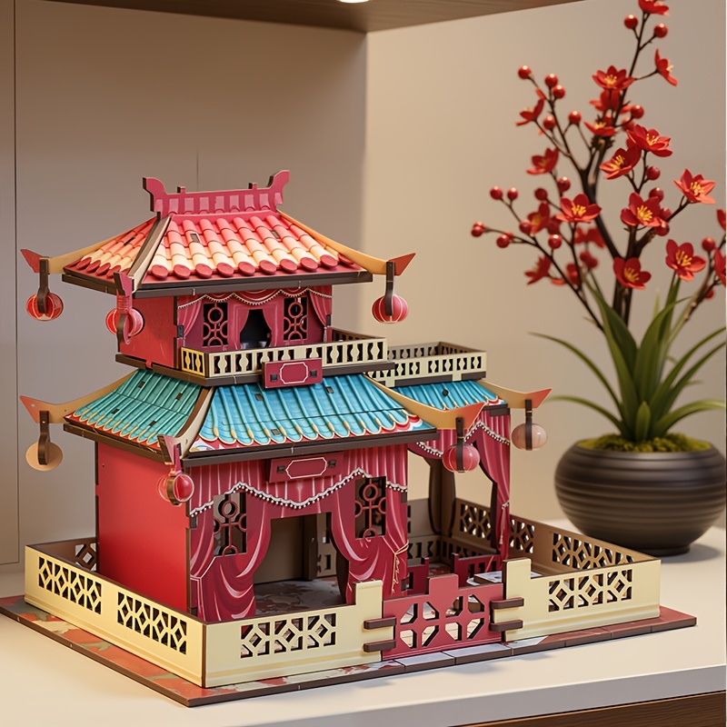 3D Wooden China-Chic Vintage-Style Pavilion Model Kit
