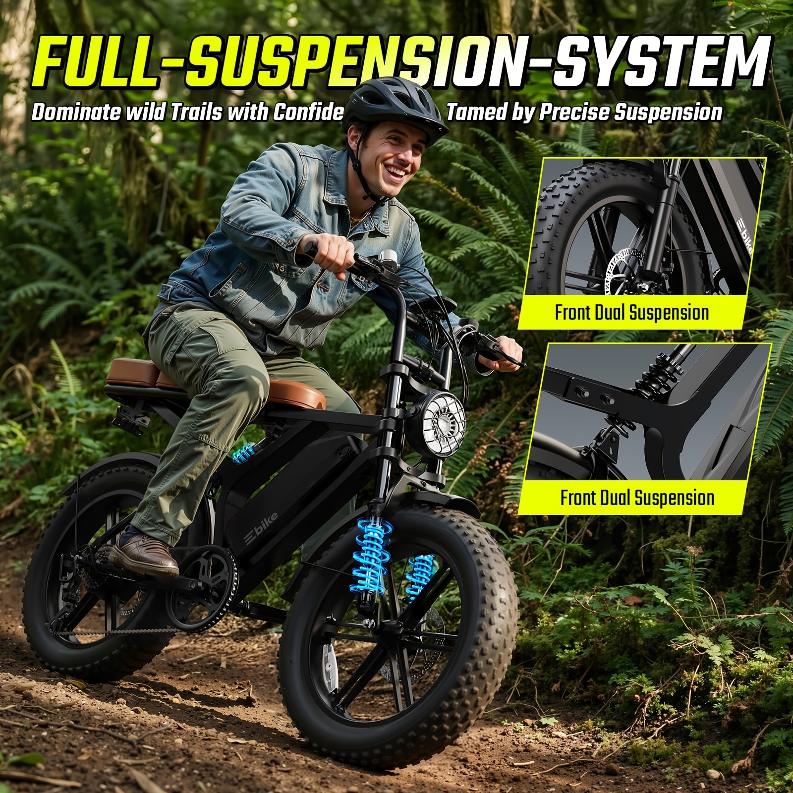 27.9 miles per hour electric bicycle, adult model, 749 watt motor, 48 volts 15  -hour battery, 20 inches   inches wide tires, full suspension   design, as a gift for family   Product details 0