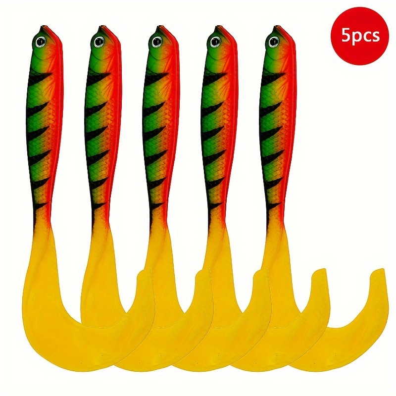5 12cm/6. Belly Fish Long Tail Soft Baits, Pattern Lures For Freshwater Fishing Gear