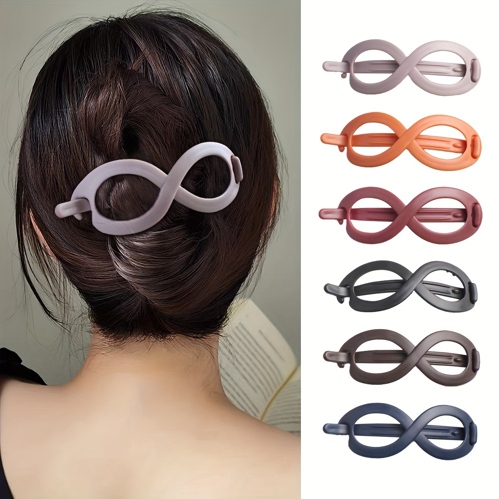 

1pc Yanwenx Elegant Infinity Hair Clip - Sleek Matte In Assorted Colors, Plastic, Clip For Stylish Updos, Cute Hair Clips