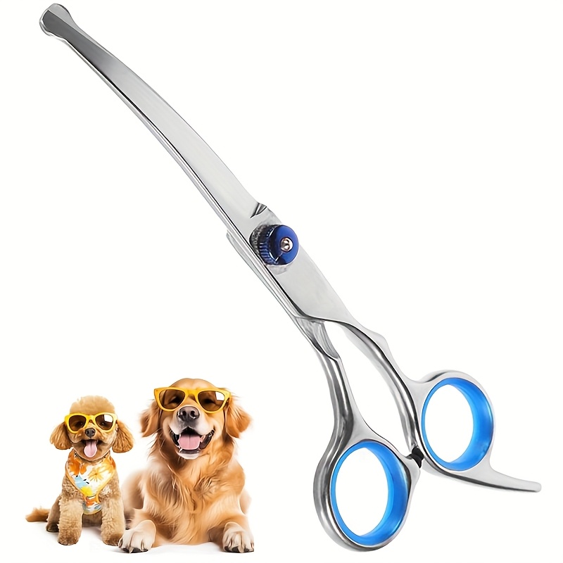 E-shop Haarschneideset für Haustiere mit runder Sicherheitsspitze, Hundekatzen-Schneideschere, Edelstahl-Haarschneideschere für Hunde Katzen (Gebogene